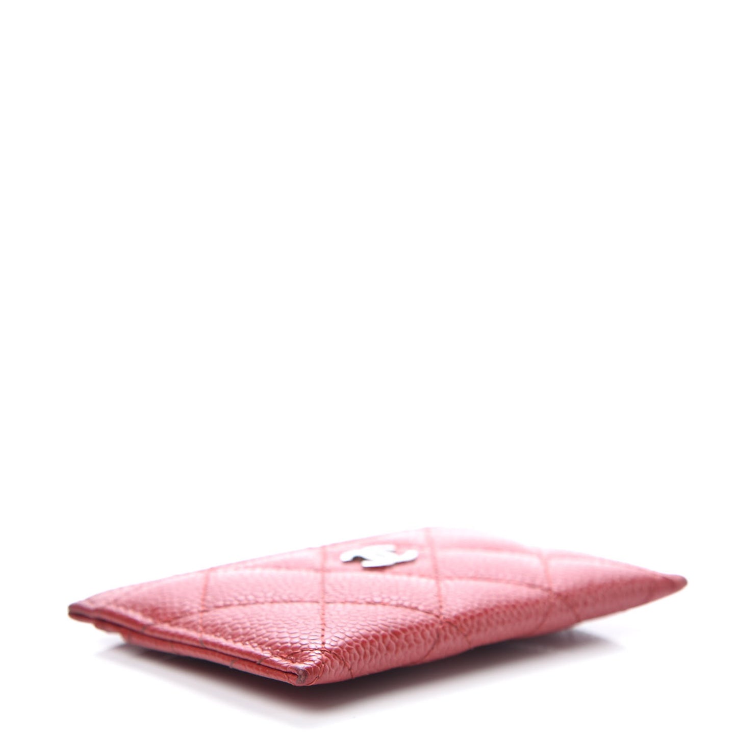 Caviar Quilted Card Holder Dark Red