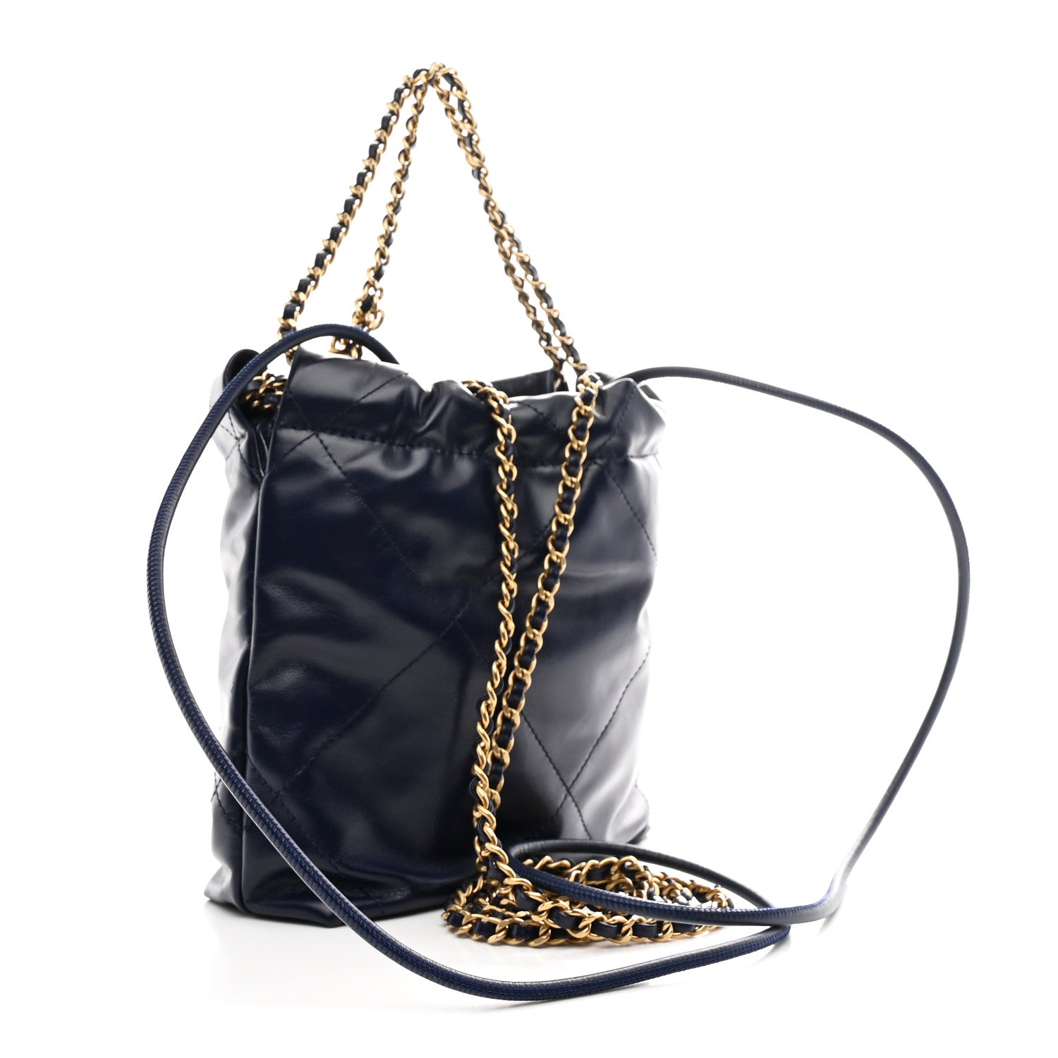 Chanel Shiny Calfskin Quilted Mini Chanel 22 Navy Blue 1830632