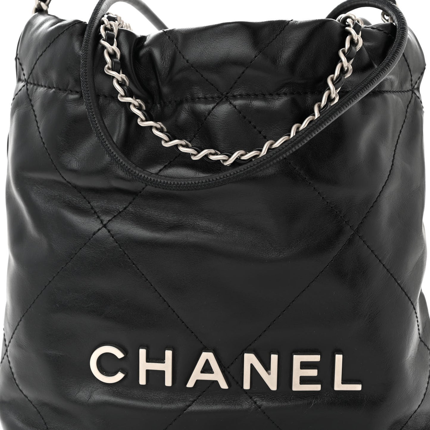 Shiny Calfskin Quilted Mini Chanel 22 Black
