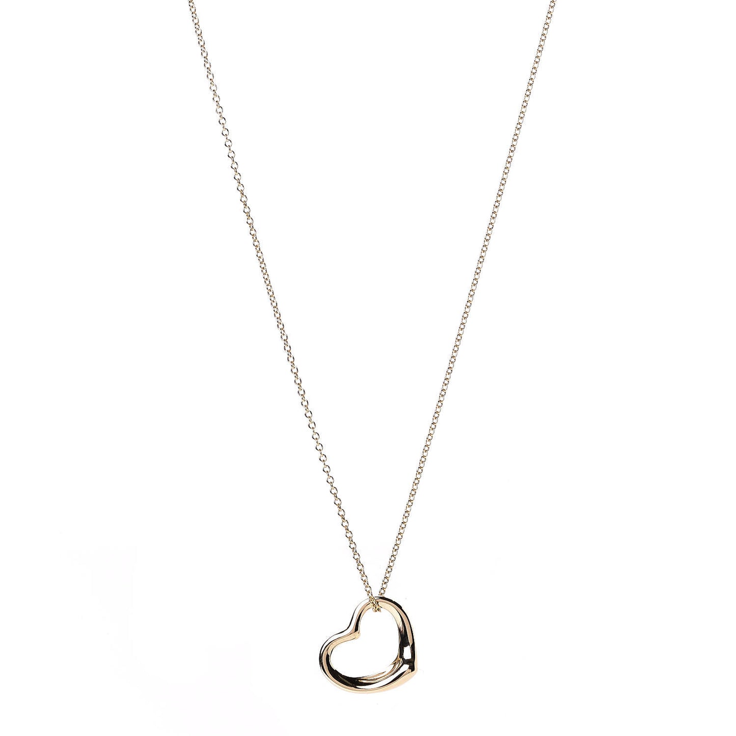18K Yellow Gold 11mm Elsa Peretti Open Heart Pendant Necklace