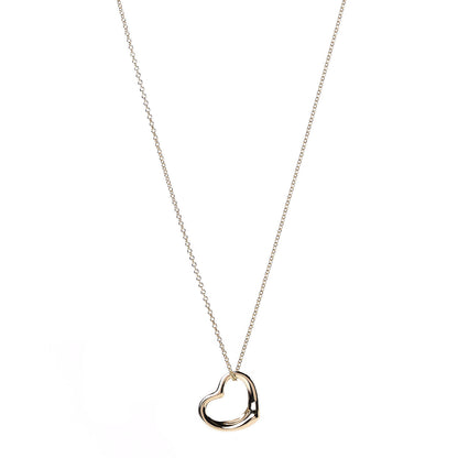 Tiffany 18K Yellow Gold 11mm Elsa Peretti Open Heart Pendant Necklace 1 of 7