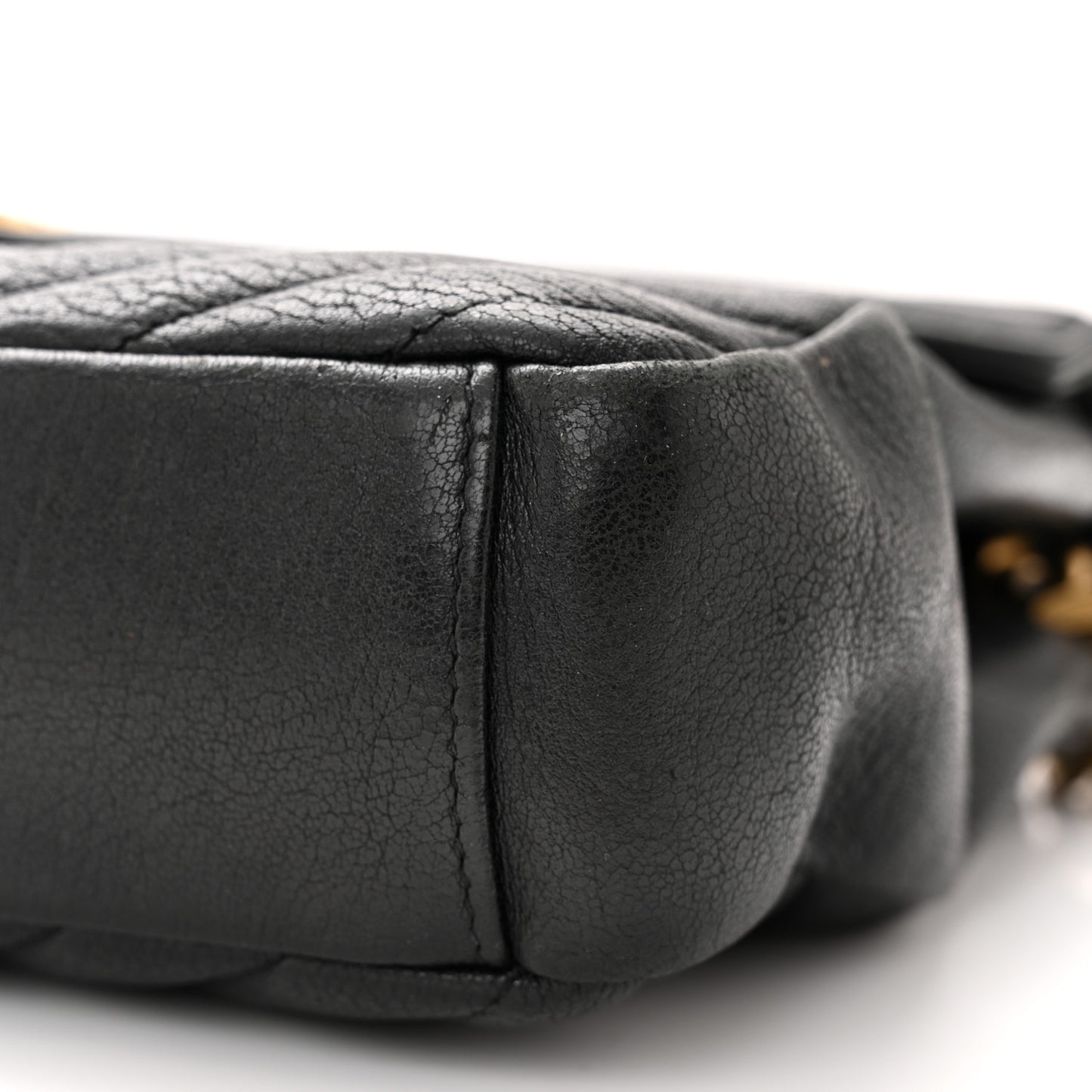 Sheepskin Matelasse Chevron Monogram Medium College Bag Black