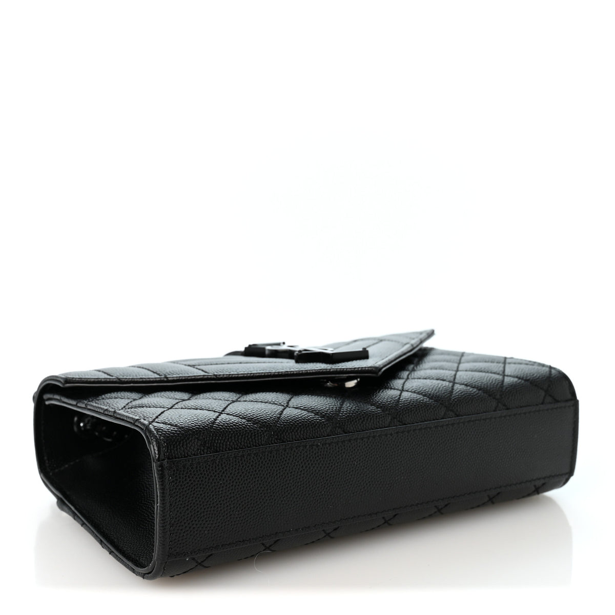 Saint Laurent Grain De Poudre Textured Mixed Matelasse Triquilt Small Monogram Monochrome Satchel Black 4 of 9
