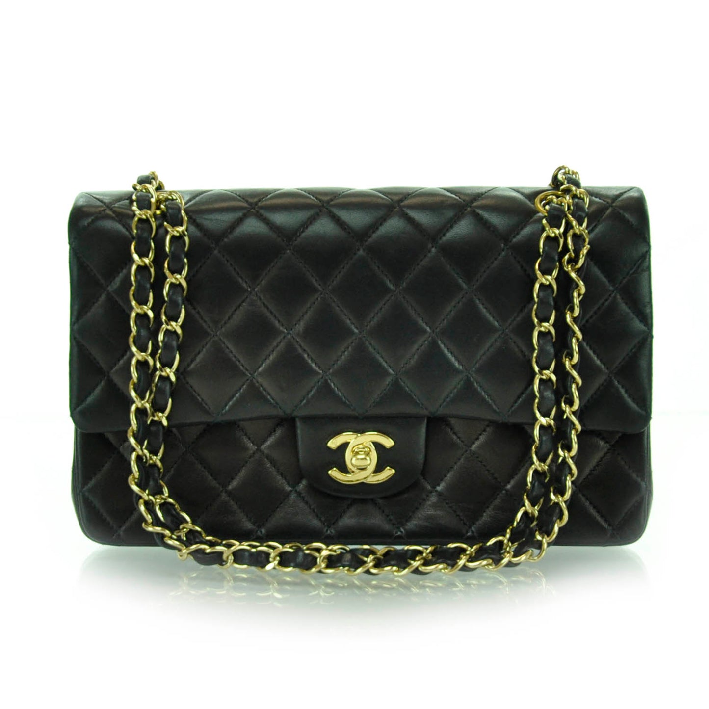 Lambskin Quilted Small Double Flap Black