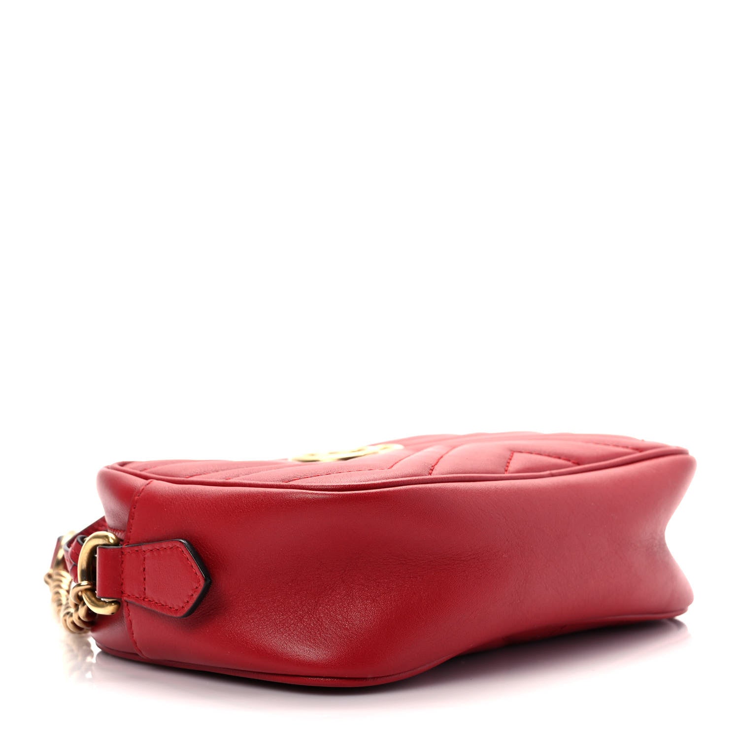 Gucci Calfskin Matelasse Mini GG Marmont Chain Shoulder Bag Hibiscus Red 4 of 9