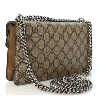 Gucci GG Supreme Monogram Suede Crystal Small Dionysus Shoulder Bag Beige Ebony Taupe 3 of 11