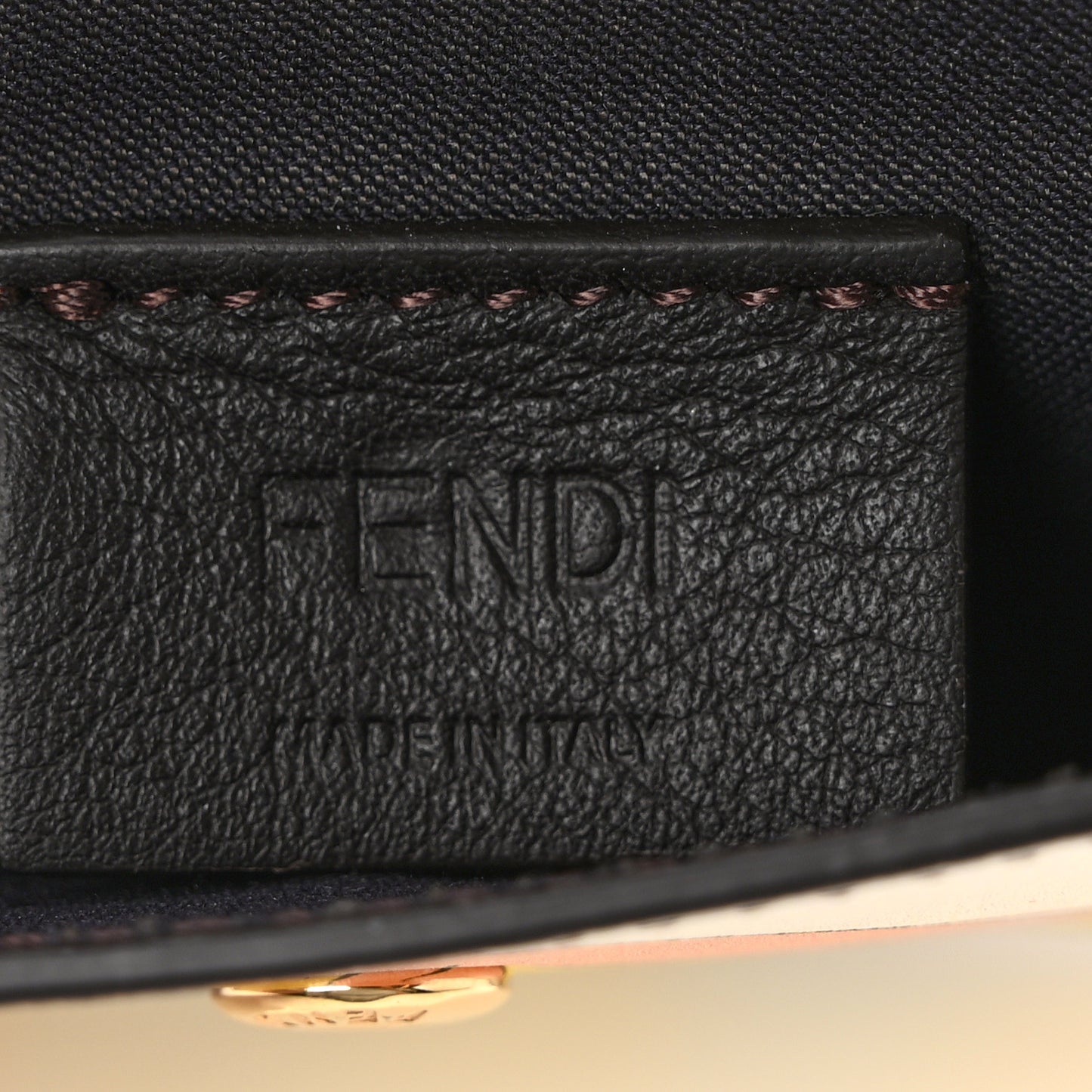 Glazed Fabric Vitello Liberty FF 1974 Logo Hairdo Girls Inlay Fold Over Card Holder Wallet Mogano Panna Multicolor