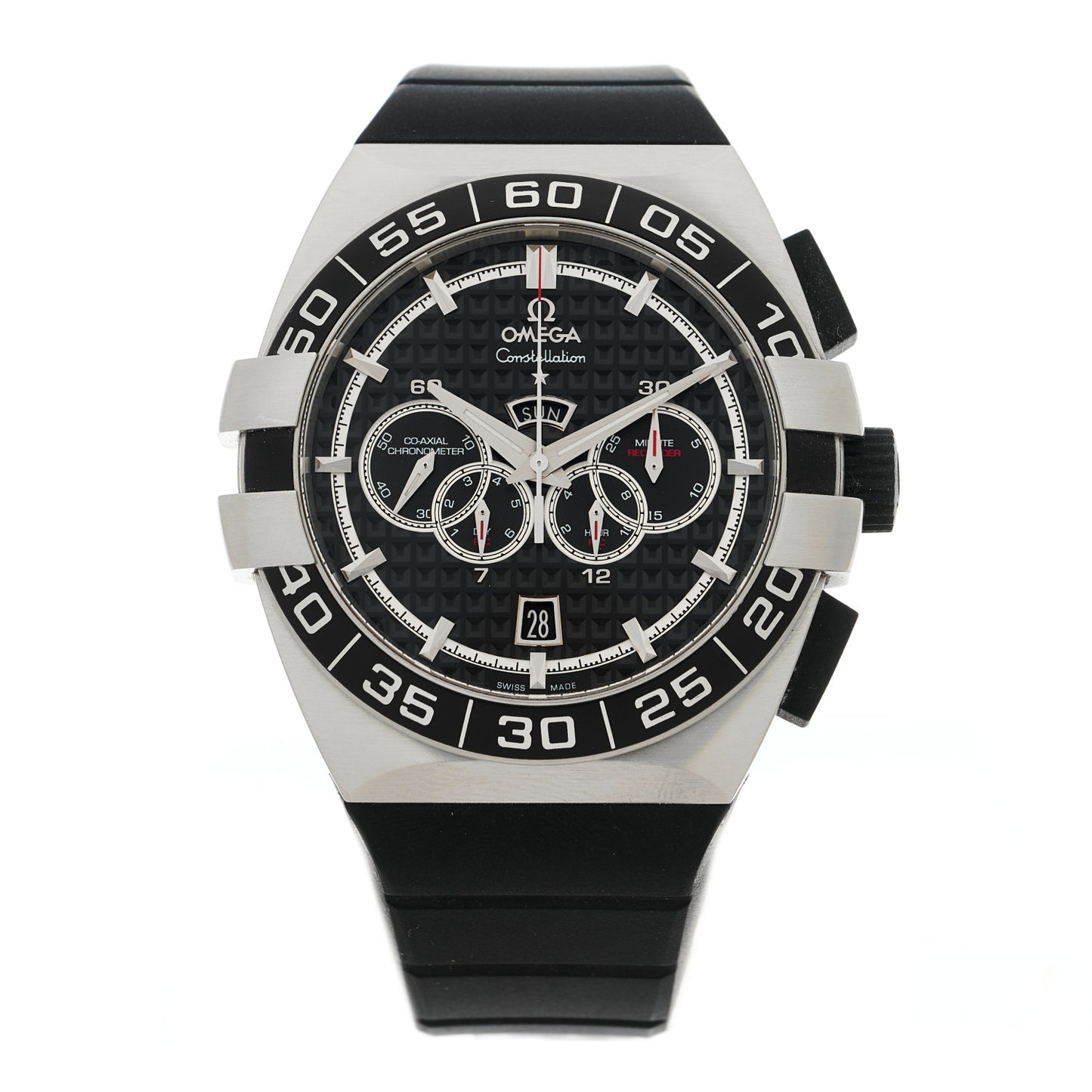 Stainless Steel Rubber 44mm Constellation Double Eagle Chronograph Automatic Watch Black 121.32.44.52.01.001