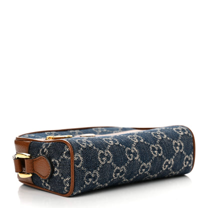Gucci New Denim GG Monogram Dollar Calfskin Mini Ophidia Shoulder Bag Blue Tea Cuir Epilog 4 of 10