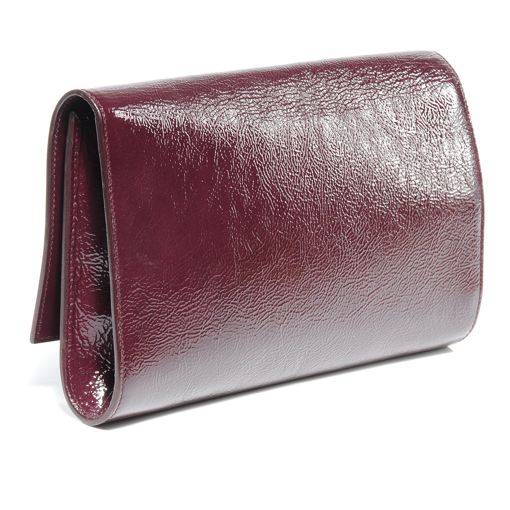 Saint Laurent Patent Belle de Jour Large Clutch Burgundy 4 of 7