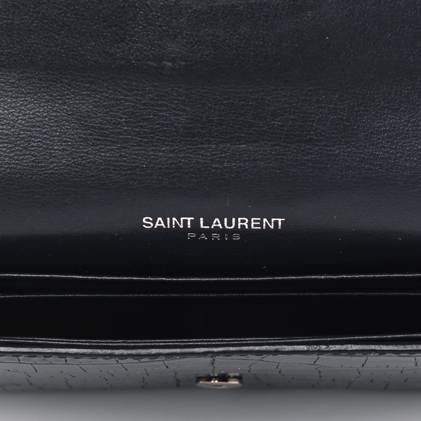 Calfskin Crocodile Embossed Small Monogram Envelope Wallet Deep Marine