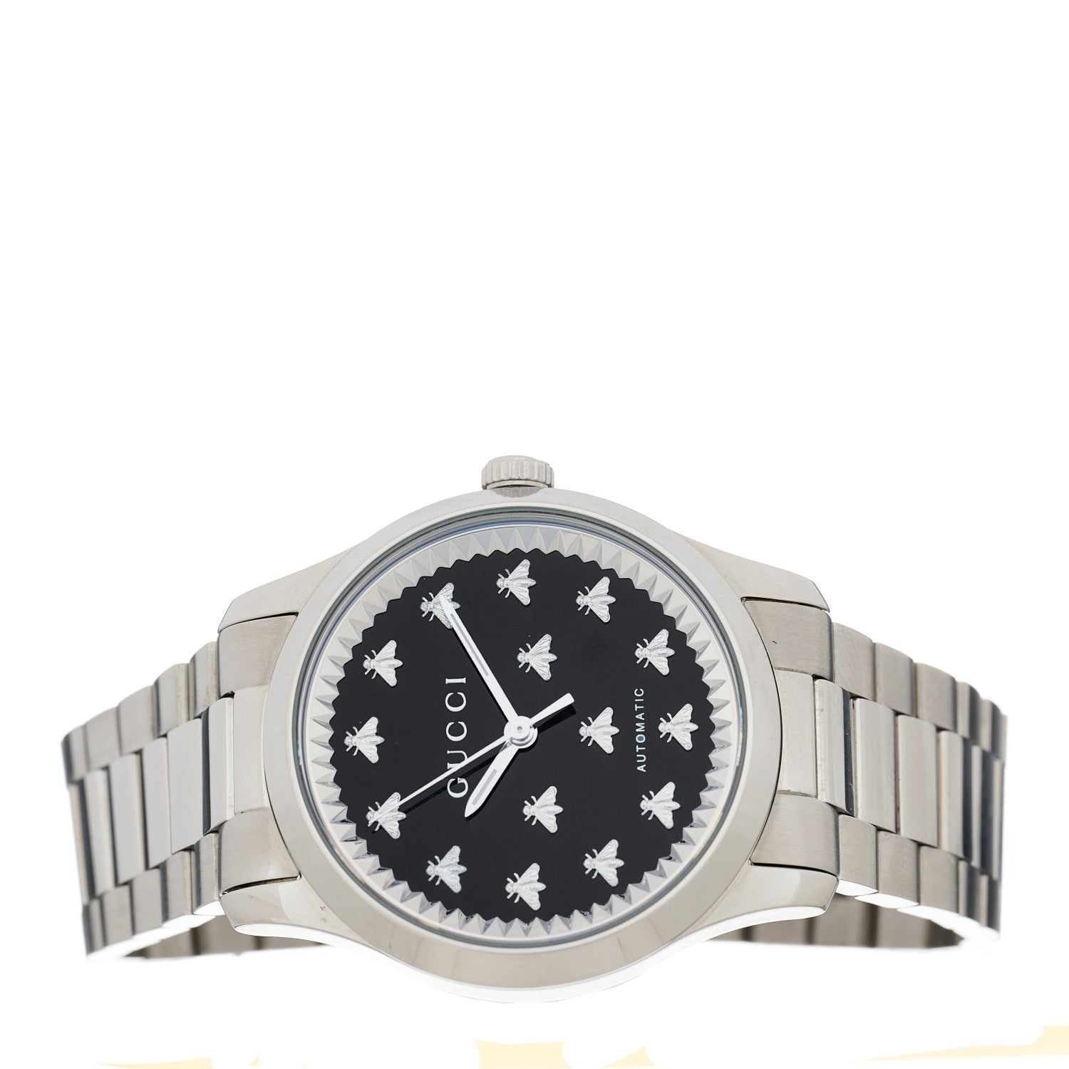 Gucci Stainless Steel 38mm G-Timeless Bee Automatic Watch Black Onyx 2 of 5