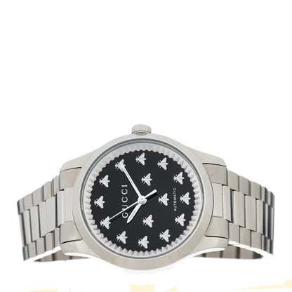 Gucci Stainless Steel 38mm G-Timeless Bee Automatic Watch Black Onyx 2 of 5