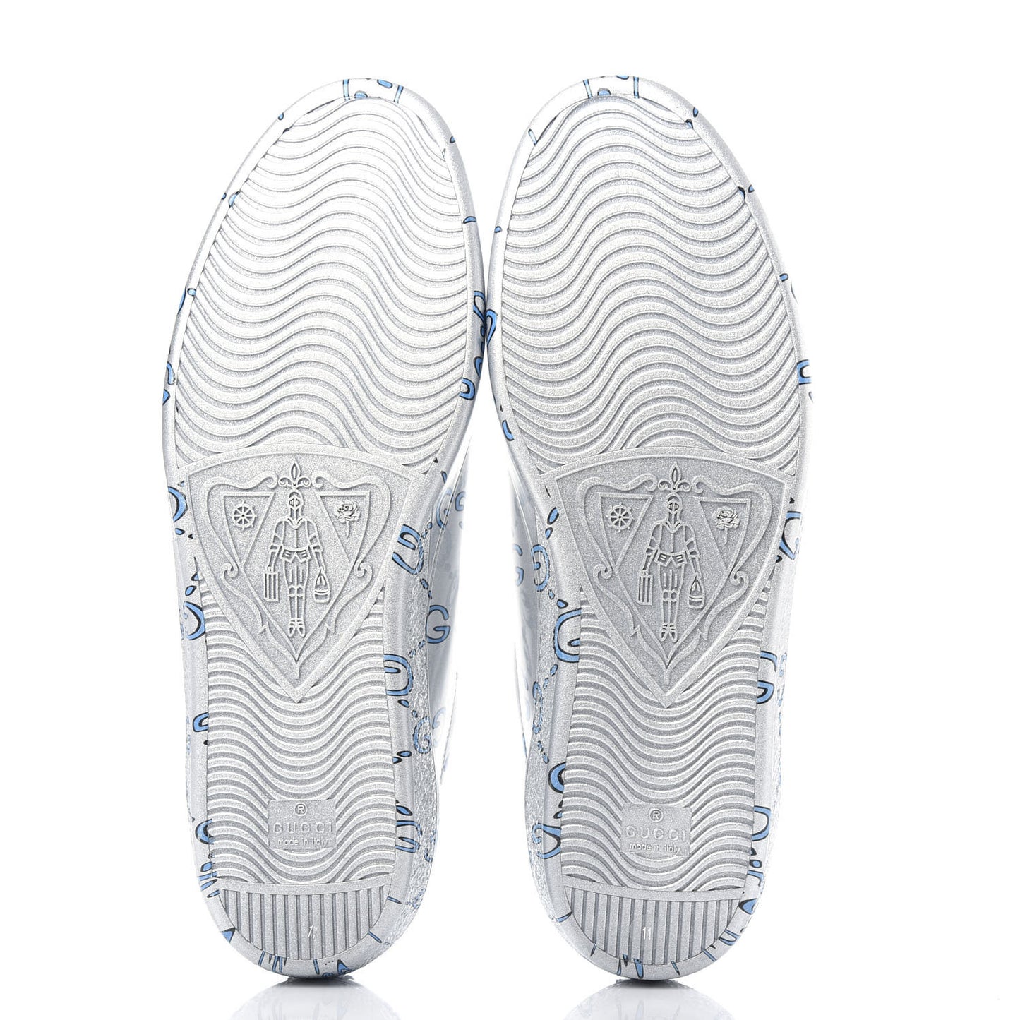 Miro Rubber Wax GucciGhost Print Mens New Ace Sneakers 11 Silver