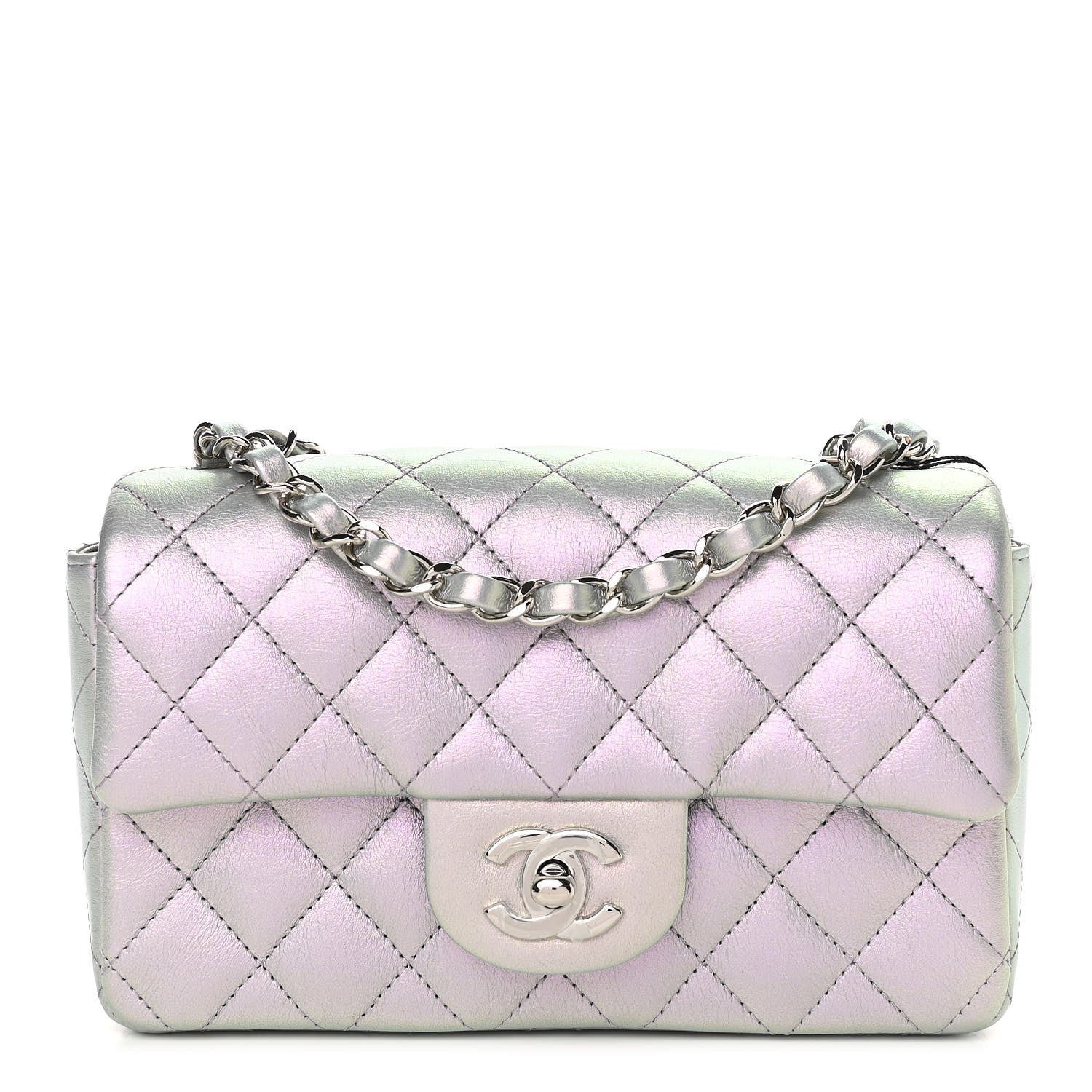 Chanel Iridescent Calfskin Quilted Mini Rectangular Flap Light Purple 1 of 10