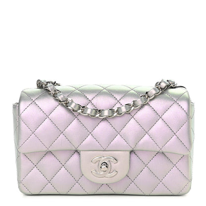 Chanel Iridescent Calfskin Quilted Mini Rectangular Flap Light Purple 1 of 10