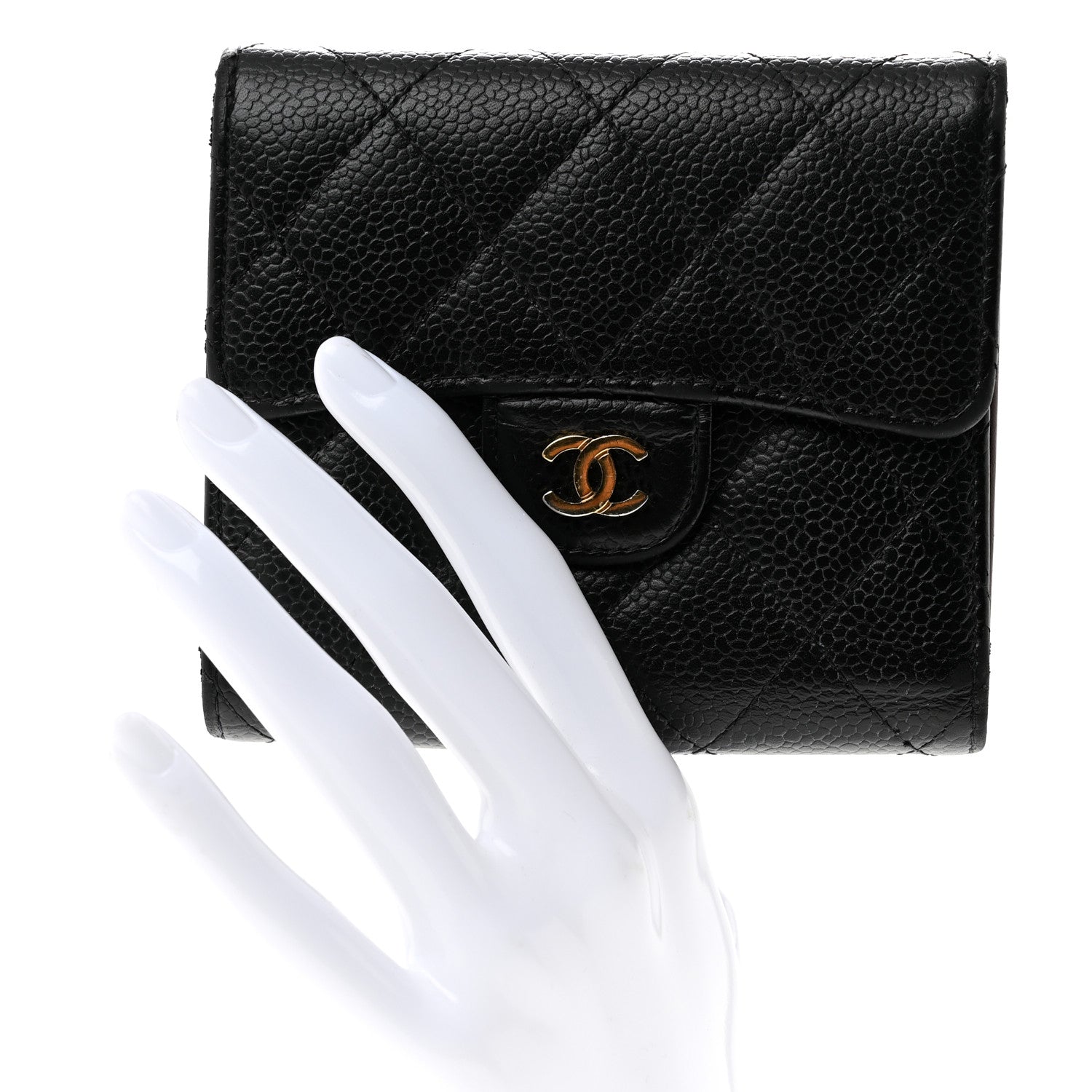 Chanel Caviar Quilted Compact Flap Wallet  Black 2 of 9