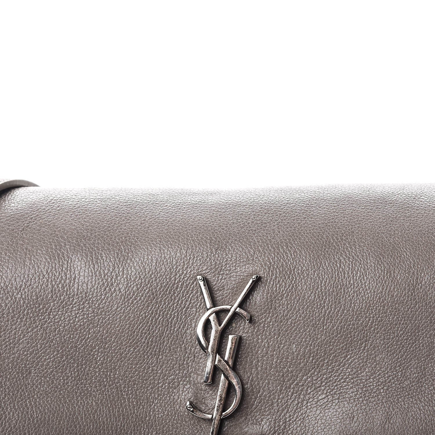 Saint Laurent Grained Calfskin Medium West Hollywood Monogram Fold-Over Grey 10 of 10