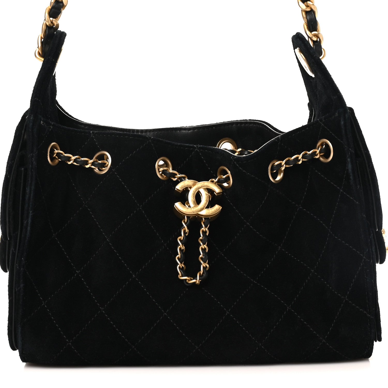 Chanel Suede Quilted Mini Chanel 25 Handbag Black 8 of 11
