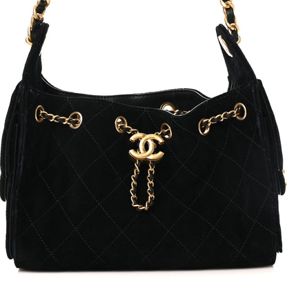 Chanel Suede Quilted Mini Chanel 25 Handbag Black 8 of 11