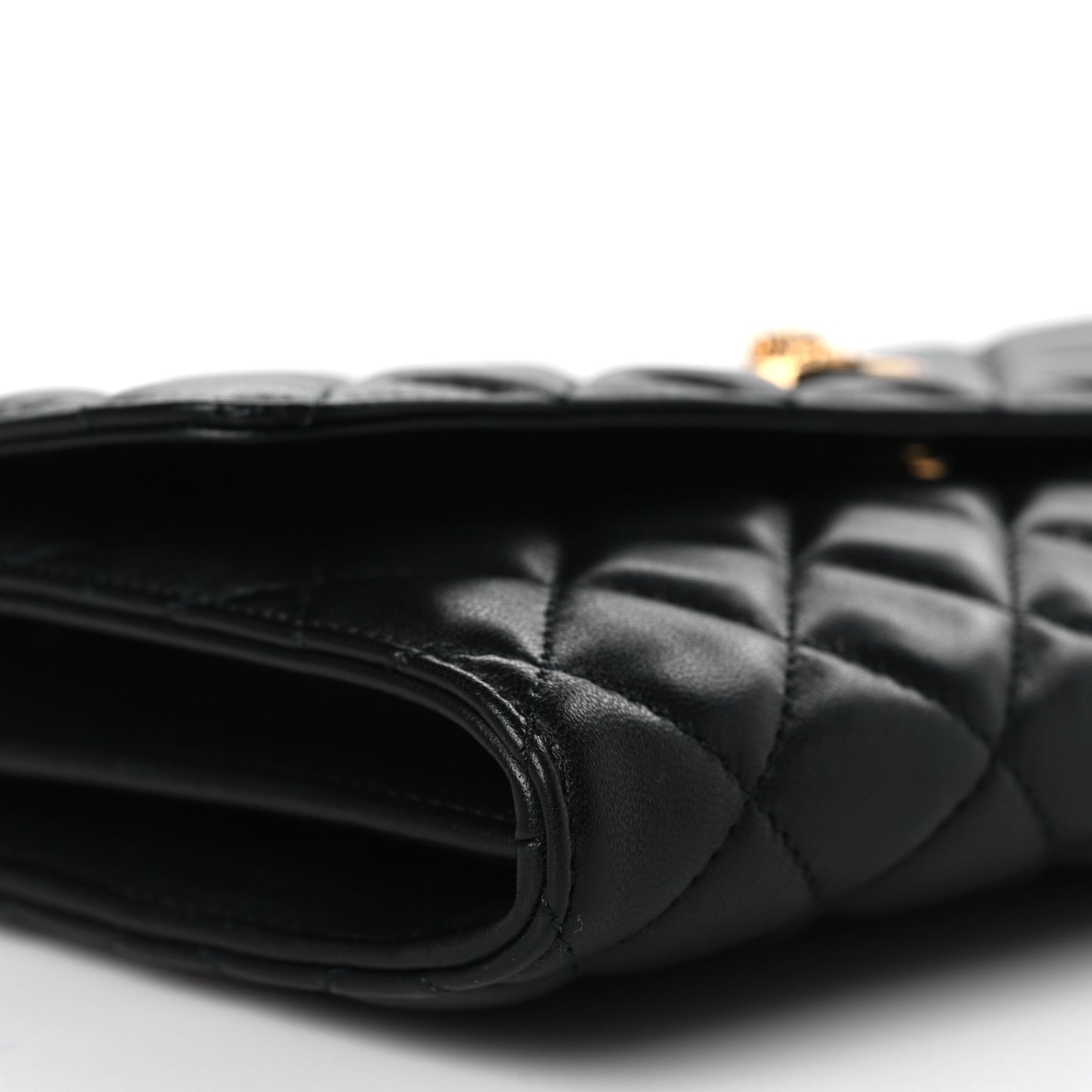 Lambskin Quilted Medusa Wallet On Chain Crossbody Black