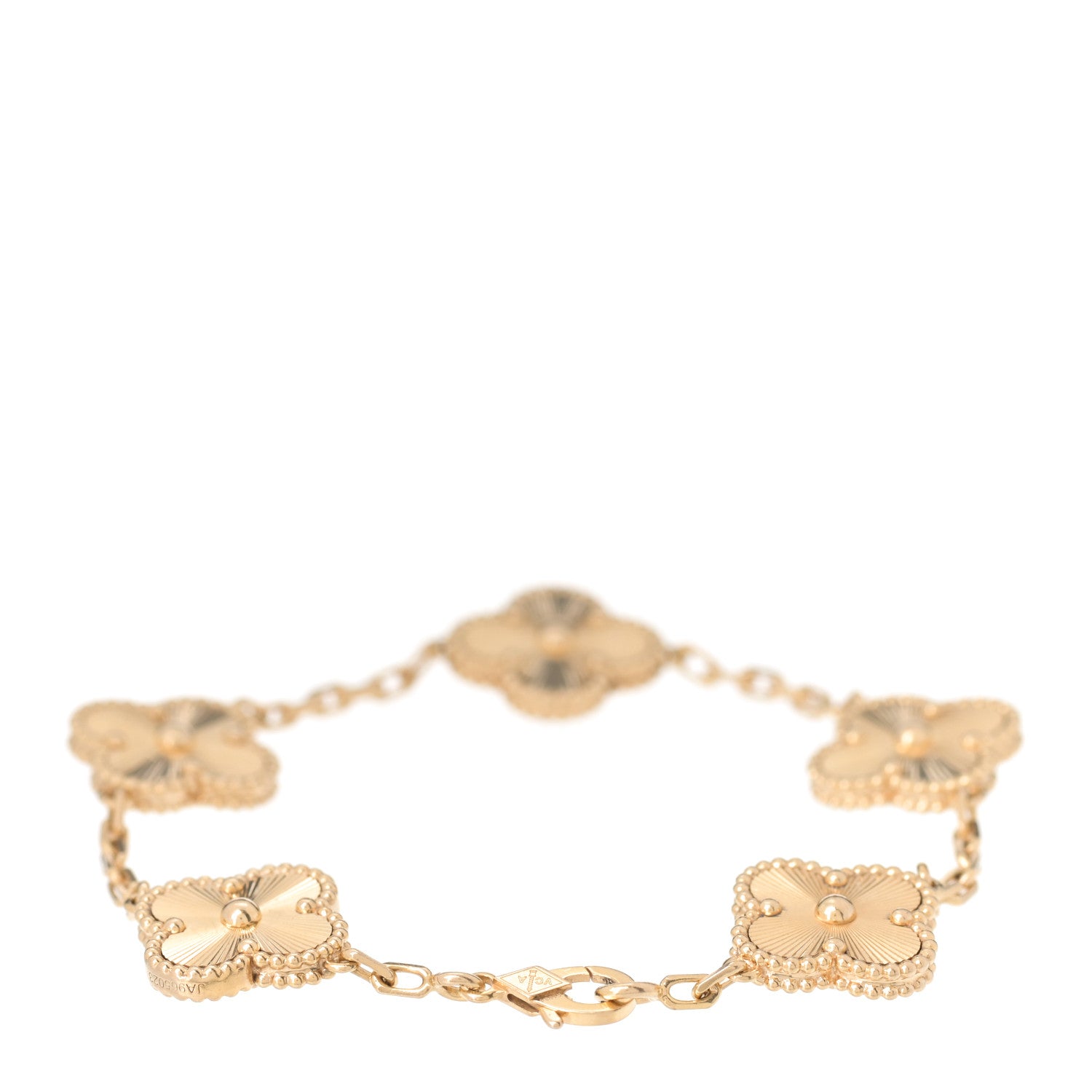Van Cleef & Arpels 18K Yellow Gold 5 Motifs Guilloche Vintage Alhambra Bracelet 2 of 6