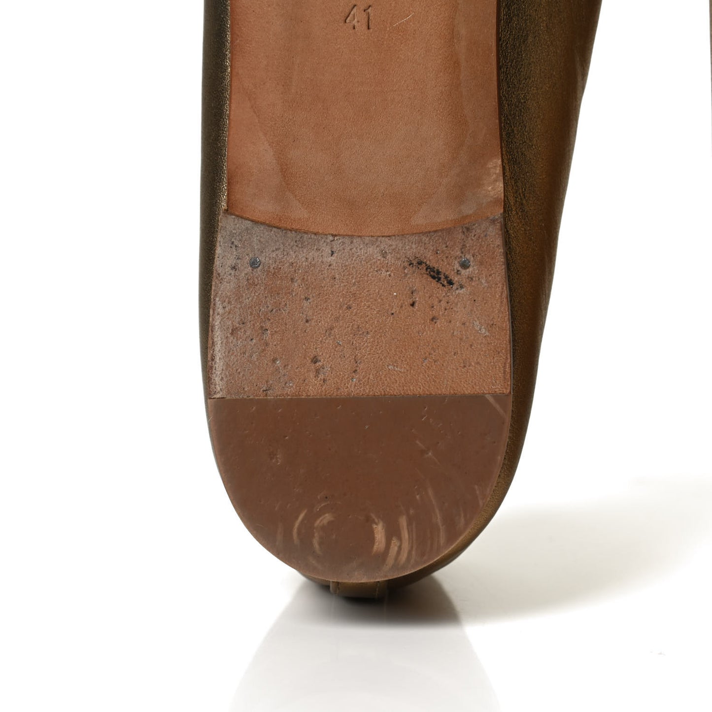 Metallic Lambskin CC Cap Toe Ballerina Flats 41 Bronze