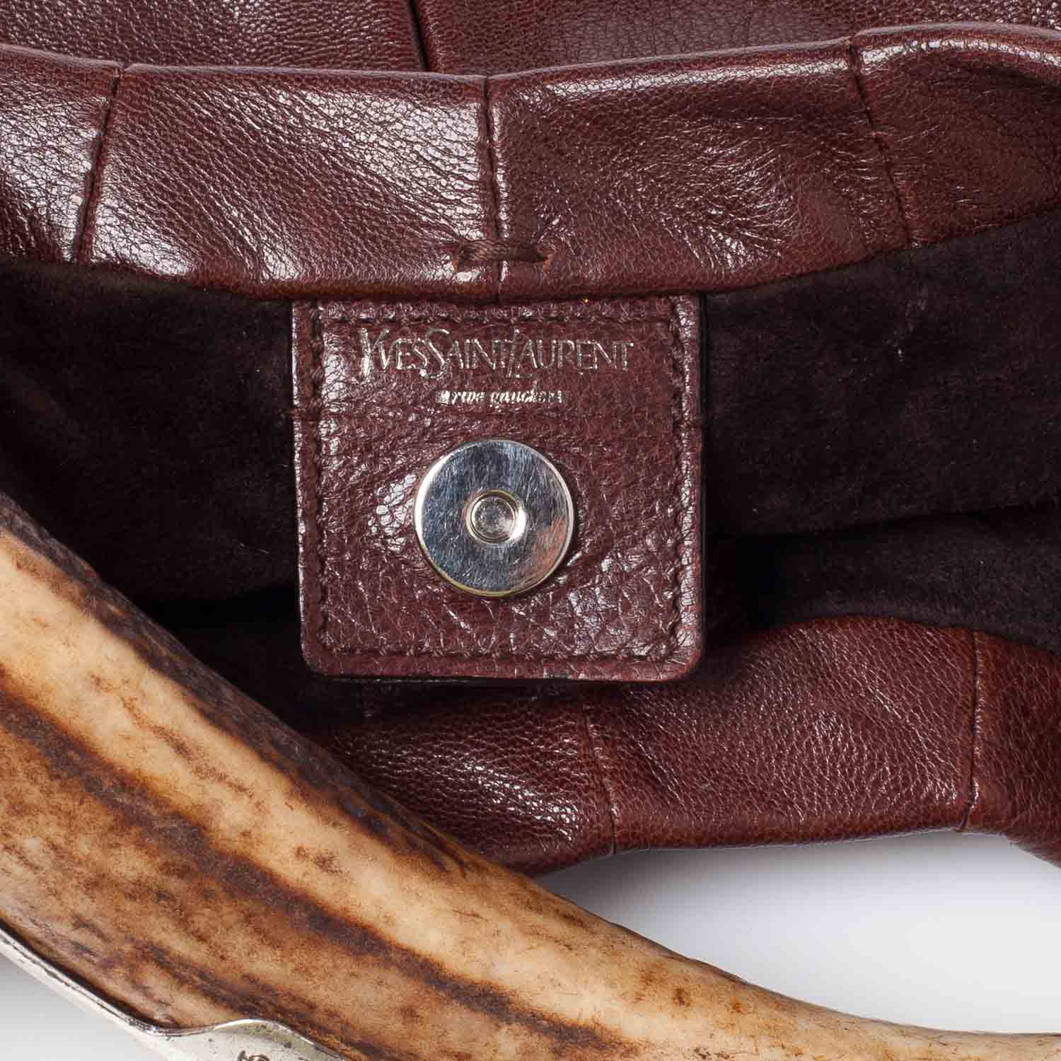 Saint Laurent Leather Mombasa Horn Bag Brown 7 of 9