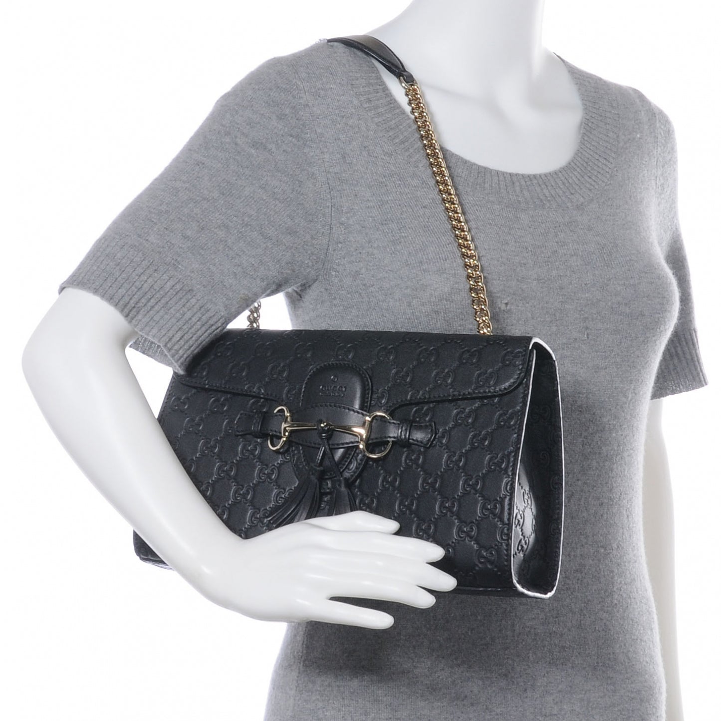 Guccissima Medium Emily Chain Shoulder Bag Black