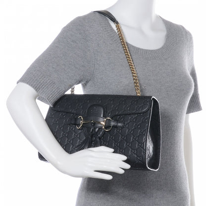 Gucci Guccissima Medium Emily Chain Shoulder Bag Black 2 of 8