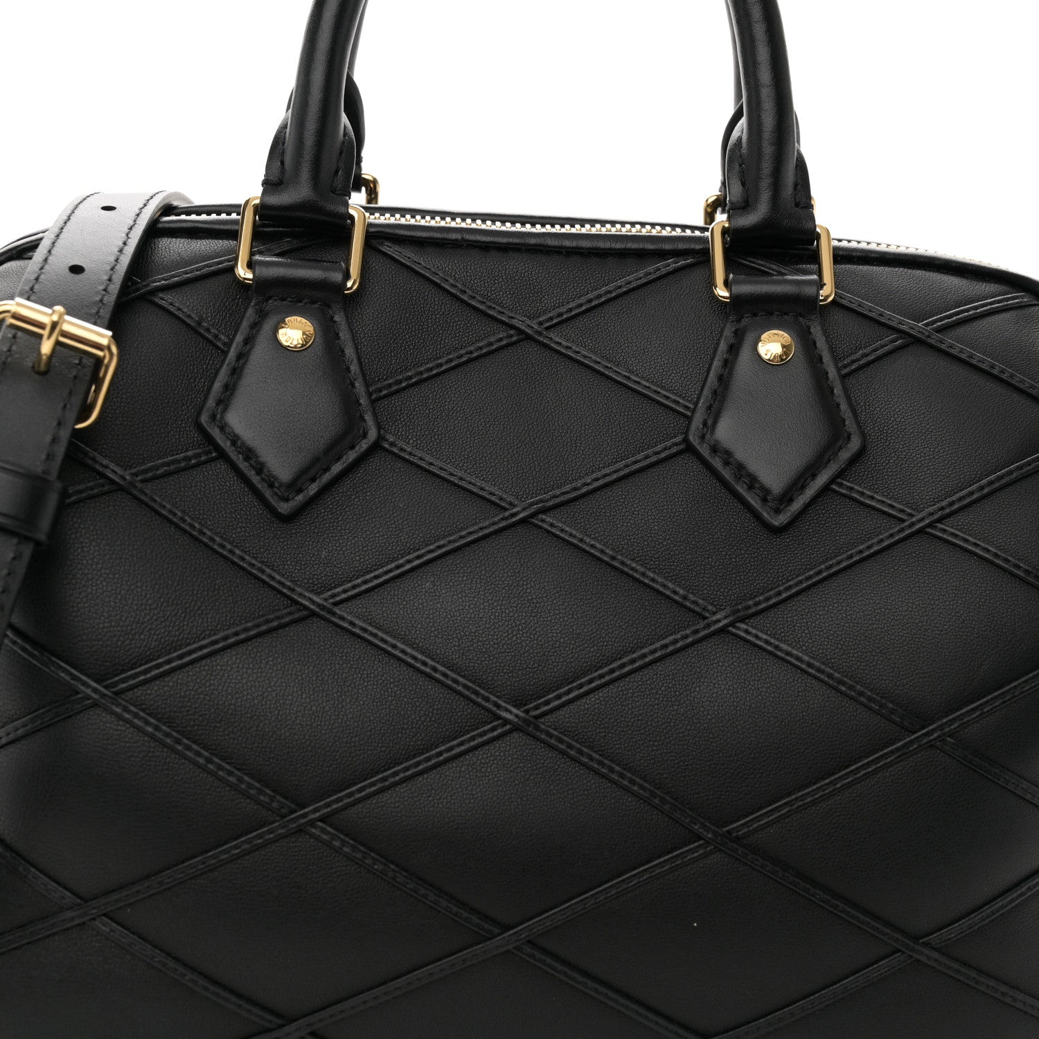 Louis Vuitton Lambskin Malletage Speedy Bandouliere 25 Black 7 of 9