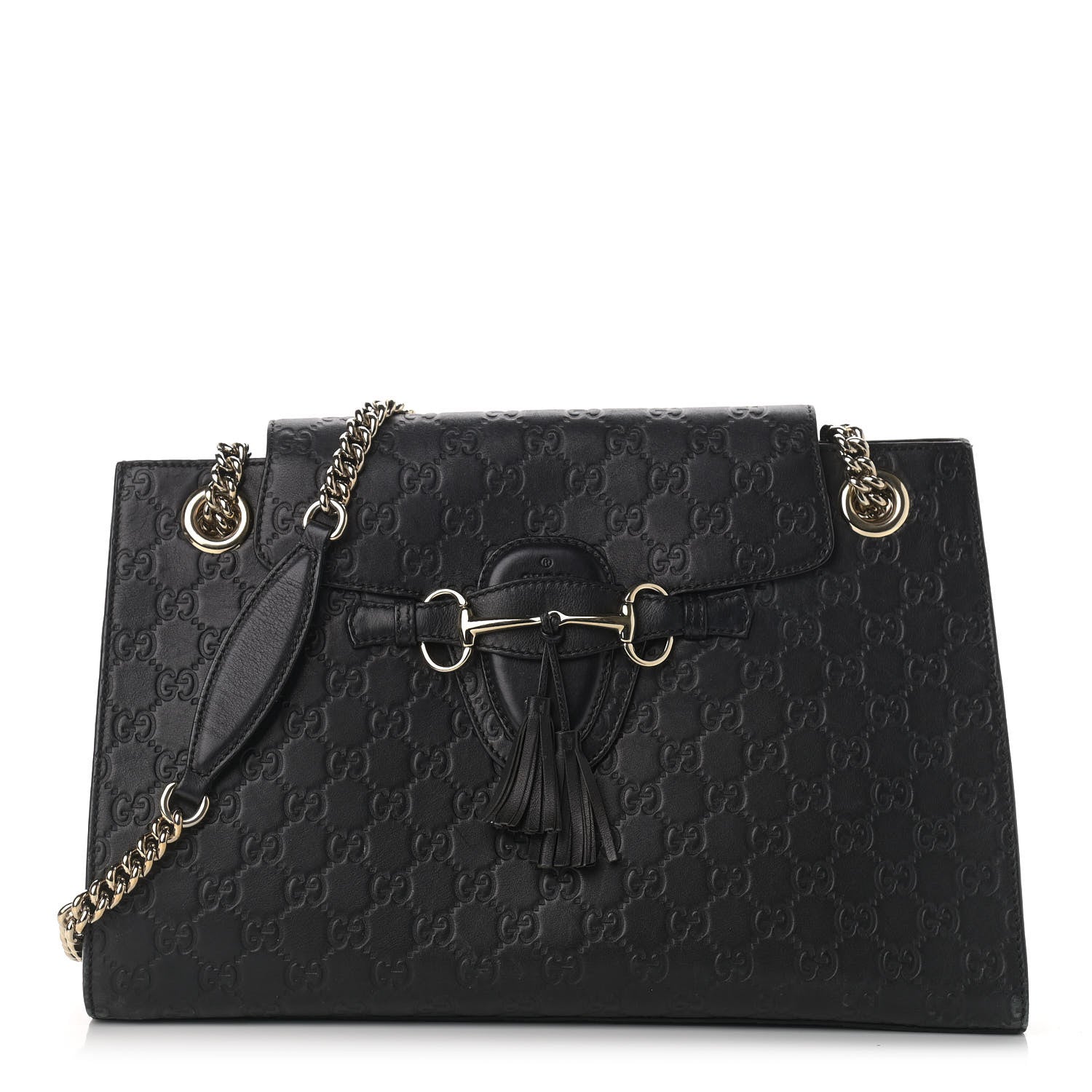 Gucci Guccissima Large Emily Chain Shoulder Bag Black 1 of 15
