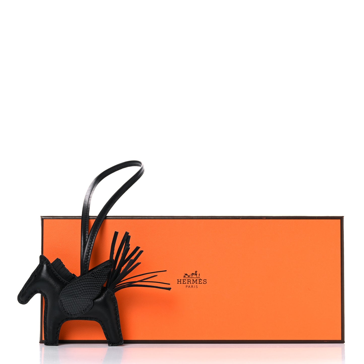 Milo Lambskin Lizard Touch Grigri Rodeo Pegase Horse Bag Charm PM So Black