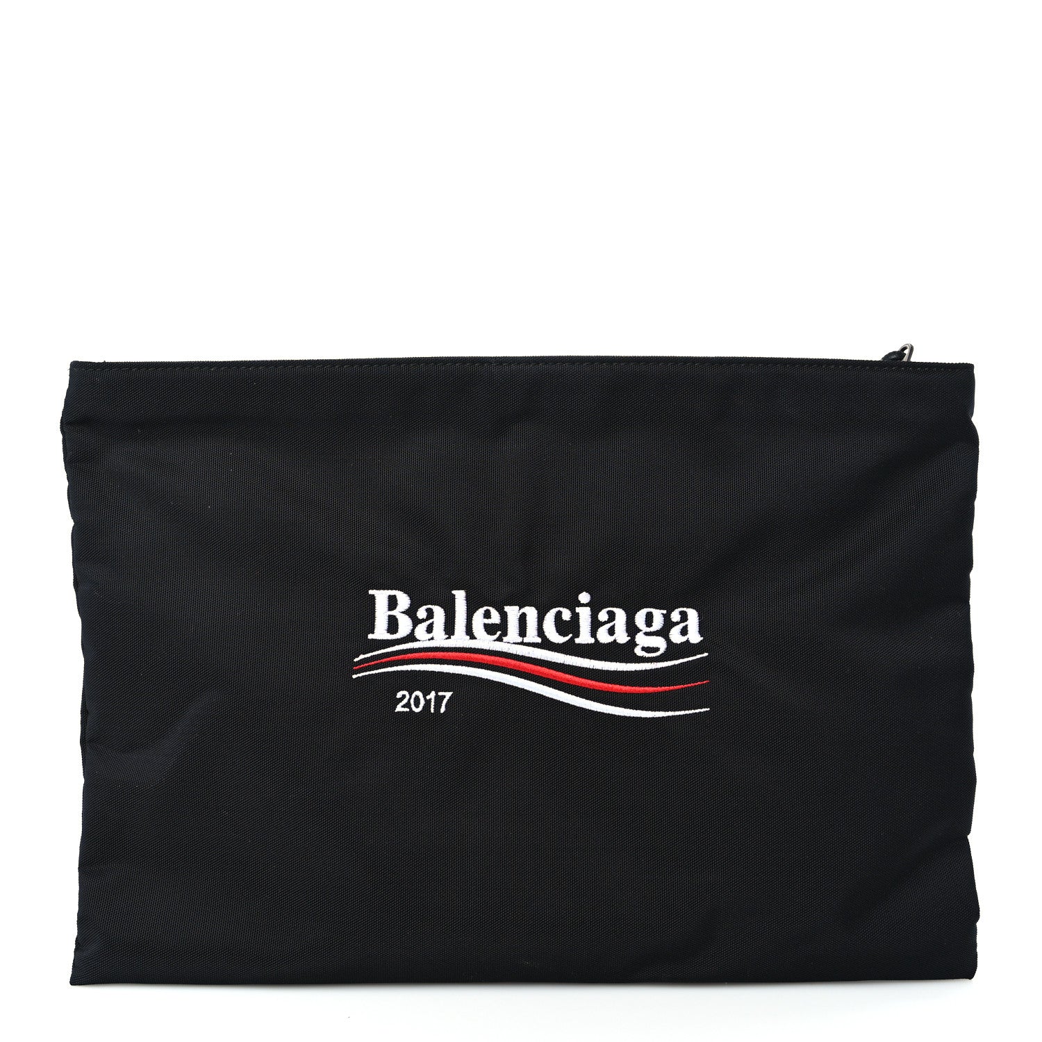 Balenciaga Nylon Political Campaign Logo Embroidered Documents Case Black 1 of 7