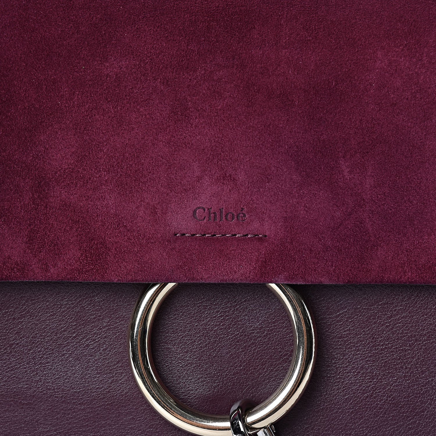 Chloe Suede Calfskin Medium Faye Shoulder Bag Dark Purple 9 of 17