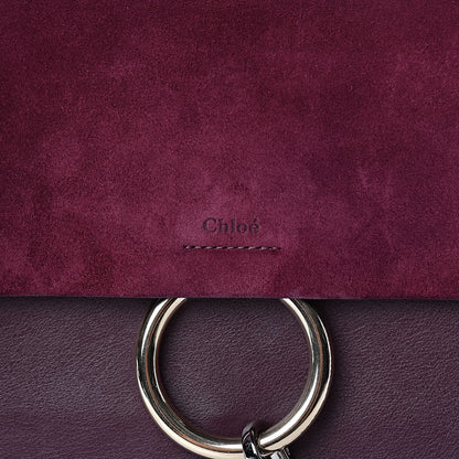 Chloe Suede Calfskin Medium Faye Shoulder Bag Dark Purple 9 of 17