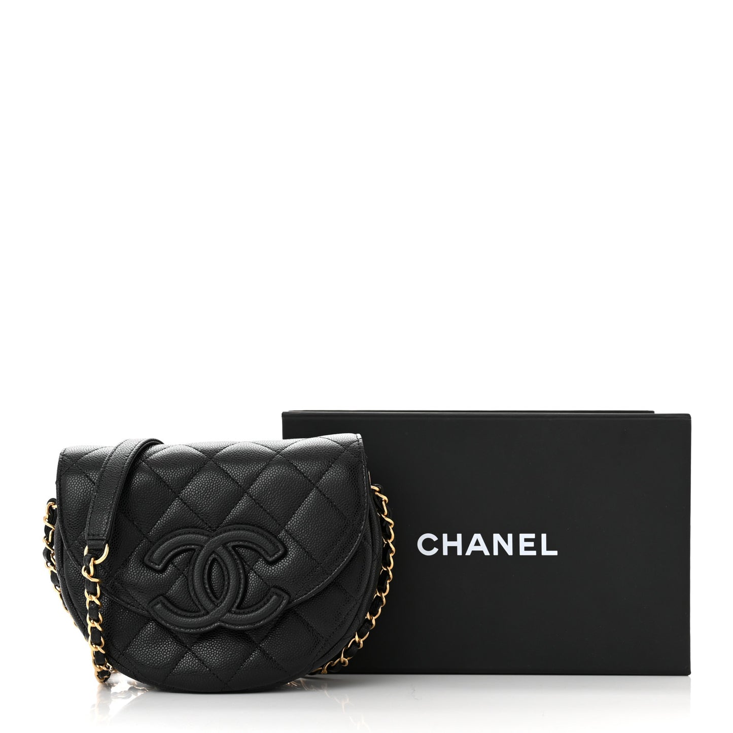 Caviar Quilted Mini Messenger Flap Black
