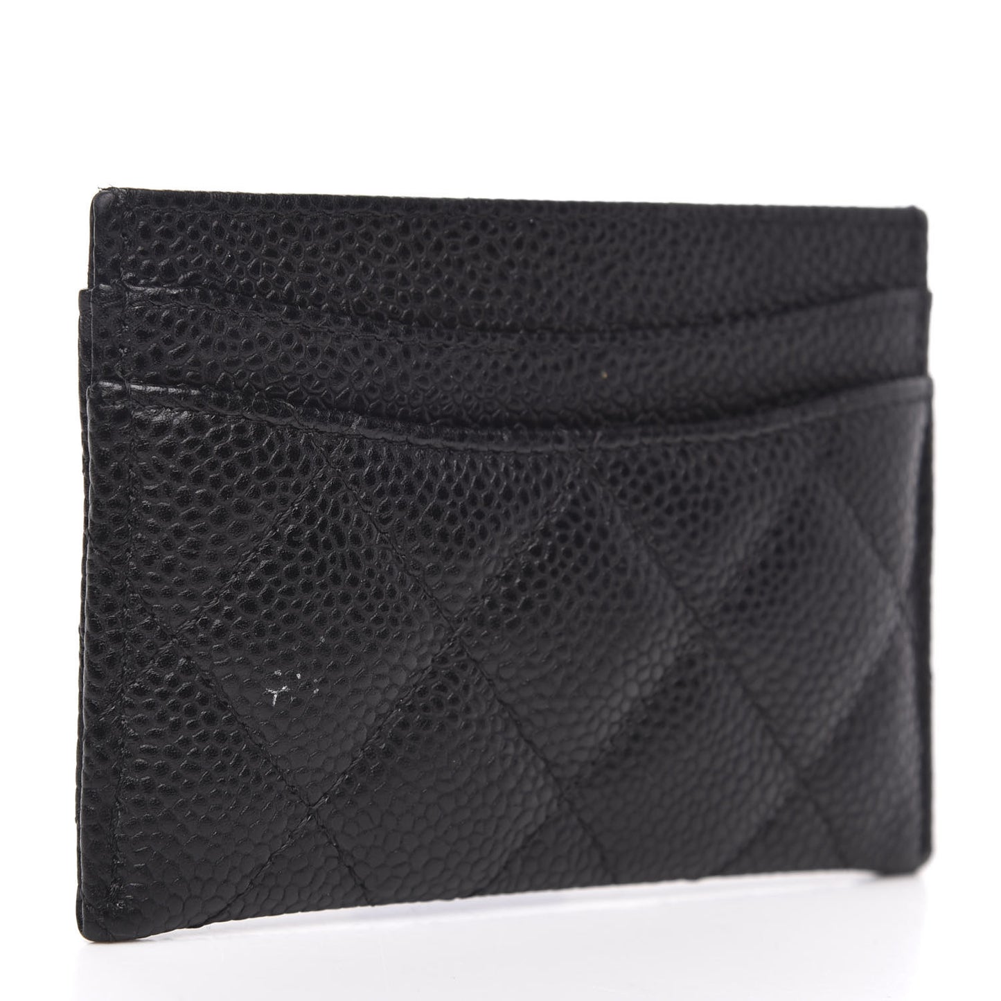 Caviar Quilted Card Holder Black