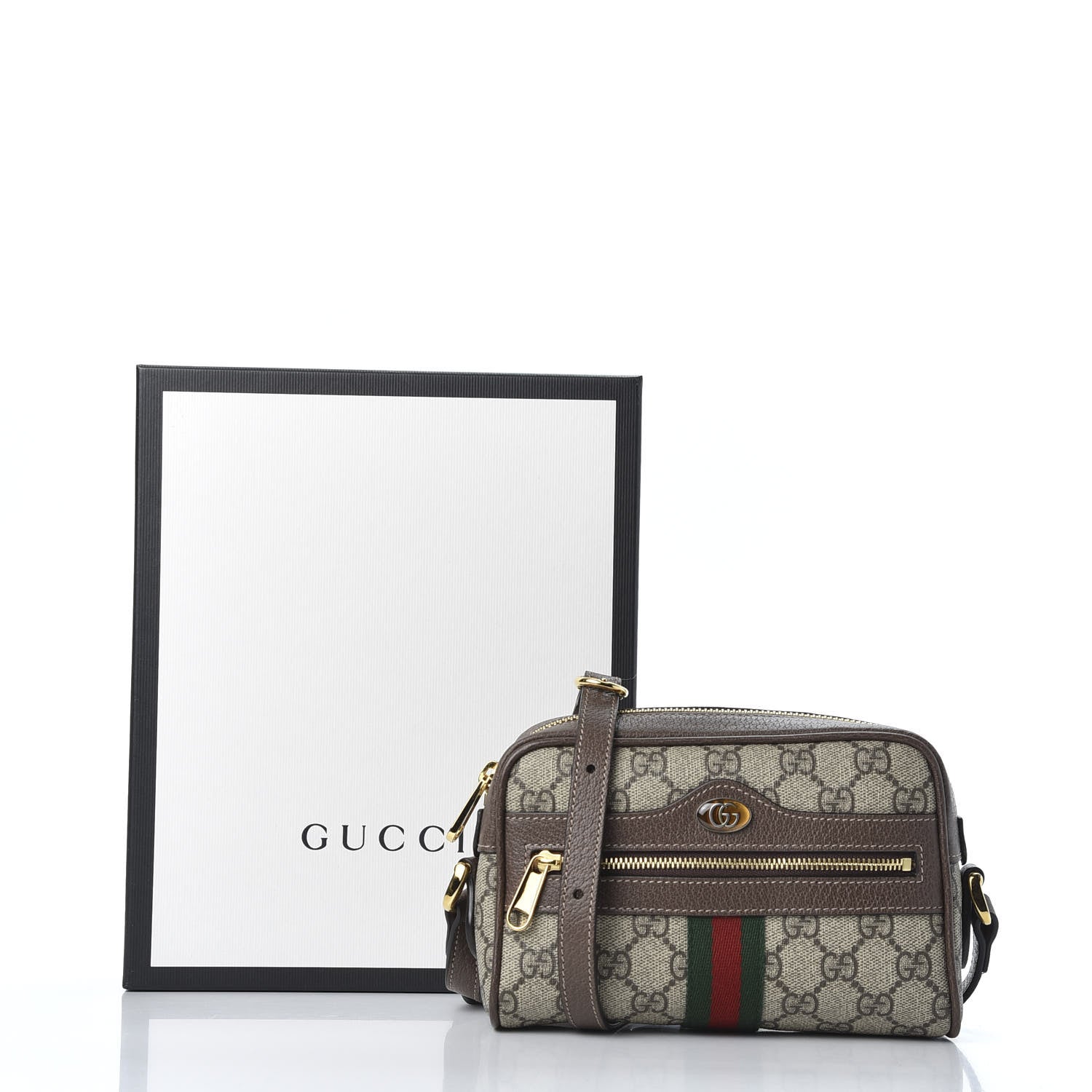 Gucci GG Supreme Monogram Web Mini Ophidia Shoulder Bag Brown 10 of 10