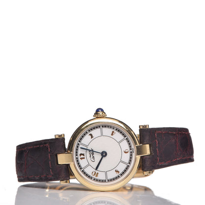 Cartier Sterling Silver Vermeil Calfskin 26mm Must De Cartier Quartz Watch Burgundy 3 of 7