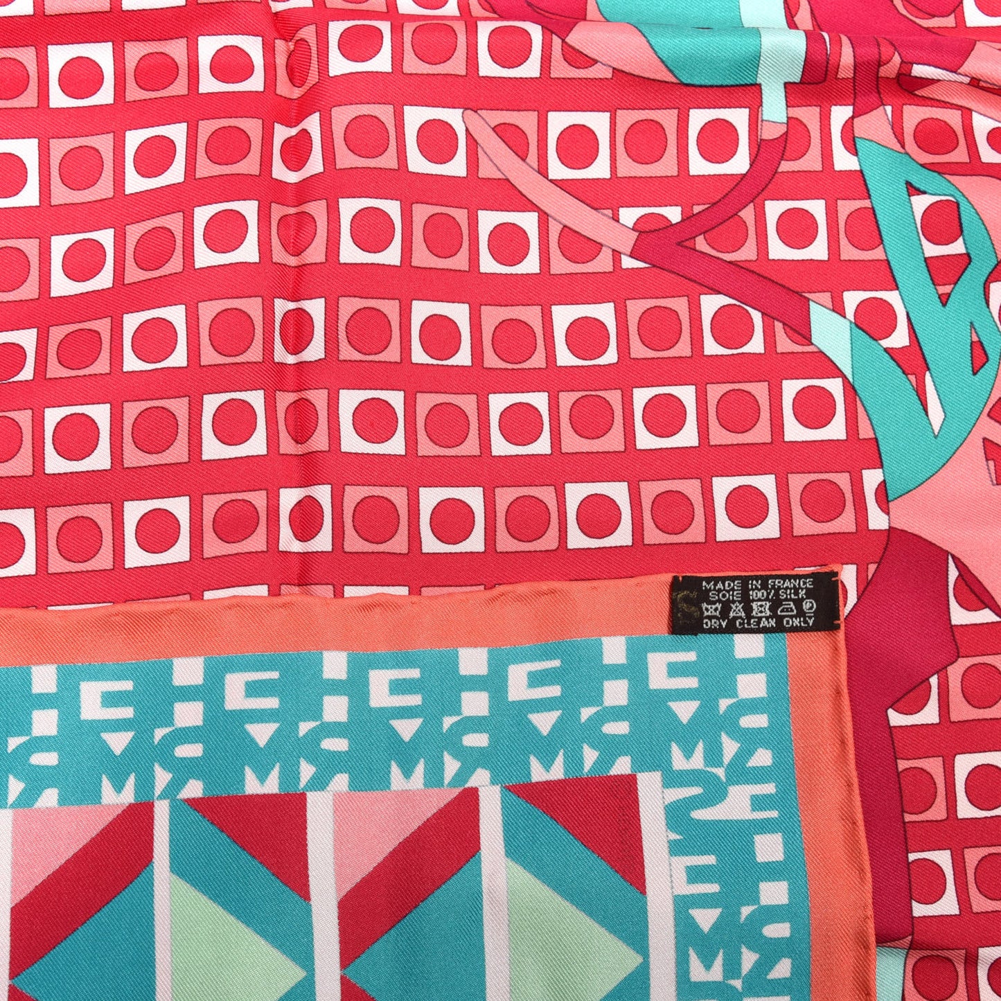 Silk Ex-Libris En Cravates 90 Scarf Saumon Turquoise Framboise
