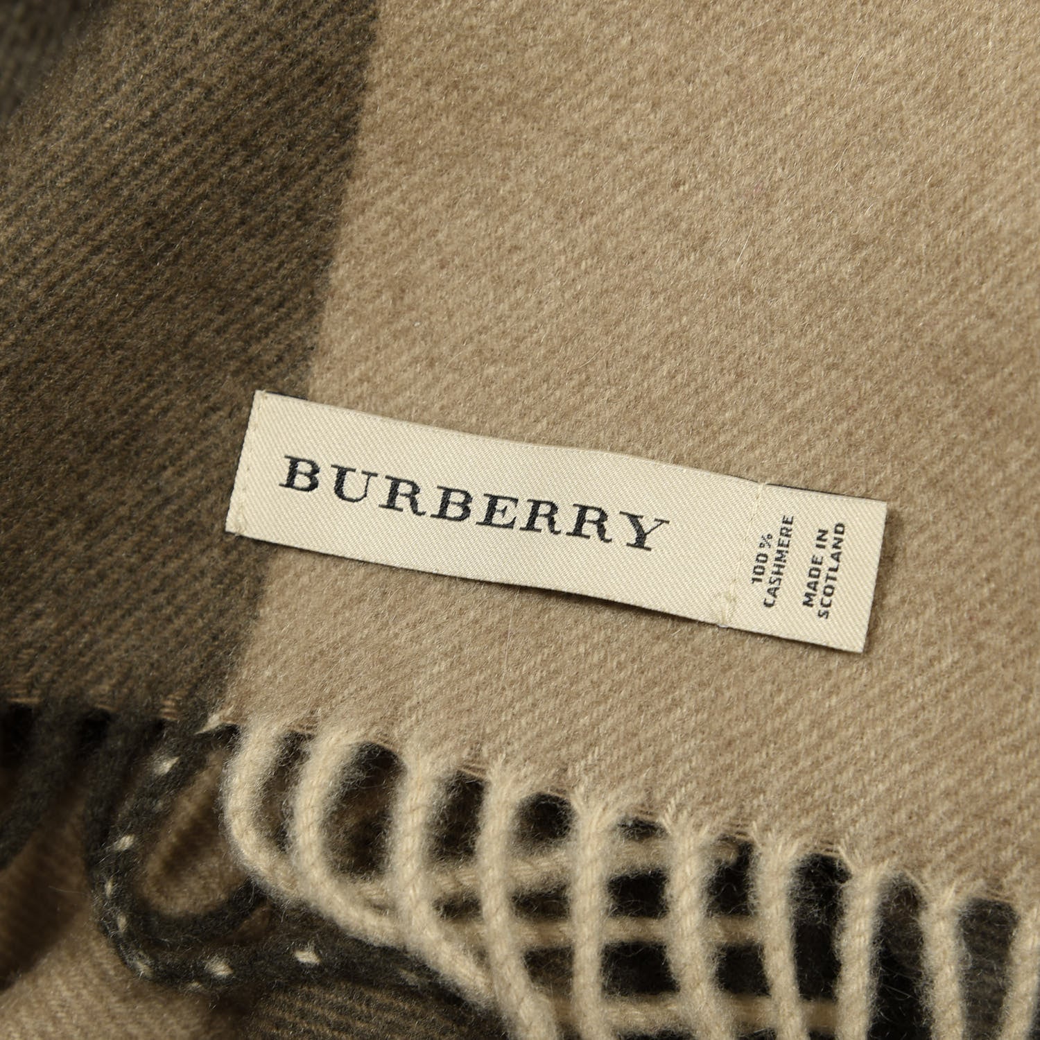 Burberry Cashmere Giant Check Fringe Scarf Brown 4 of 4