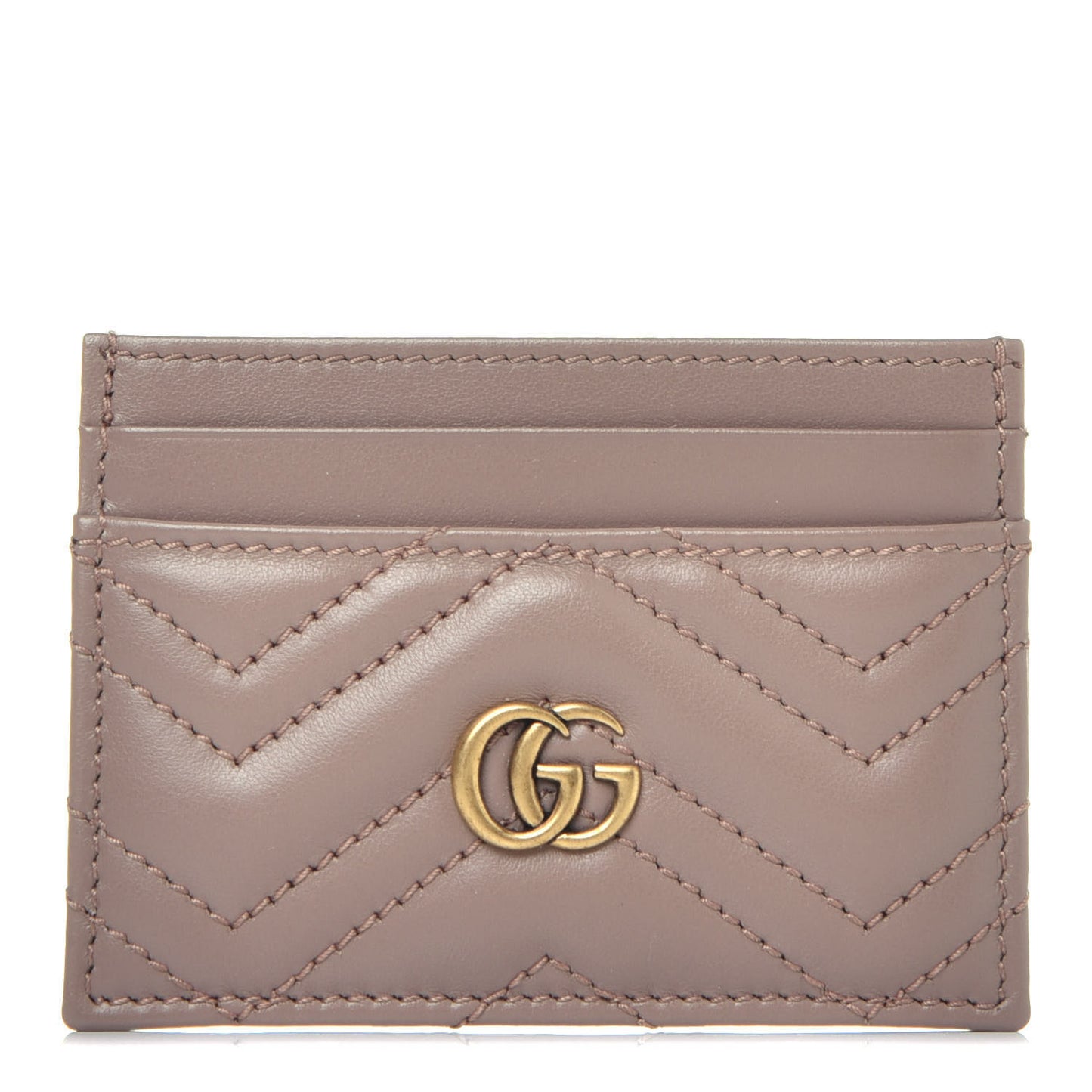 Calfskin Matelasse GG Marmont Card Holder Porcelain Rose