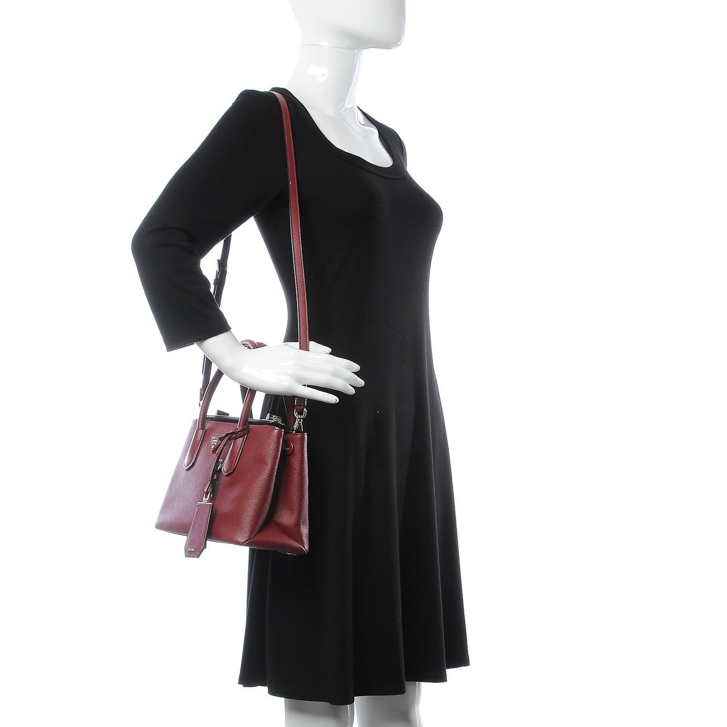 Saffiano Cuir Small Twin Tote Cherry