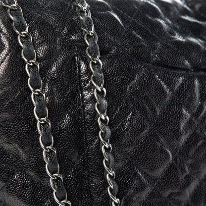 Chanel Crumpled Caviar Quilted Maxi Elastic Flap Black 14 of 15