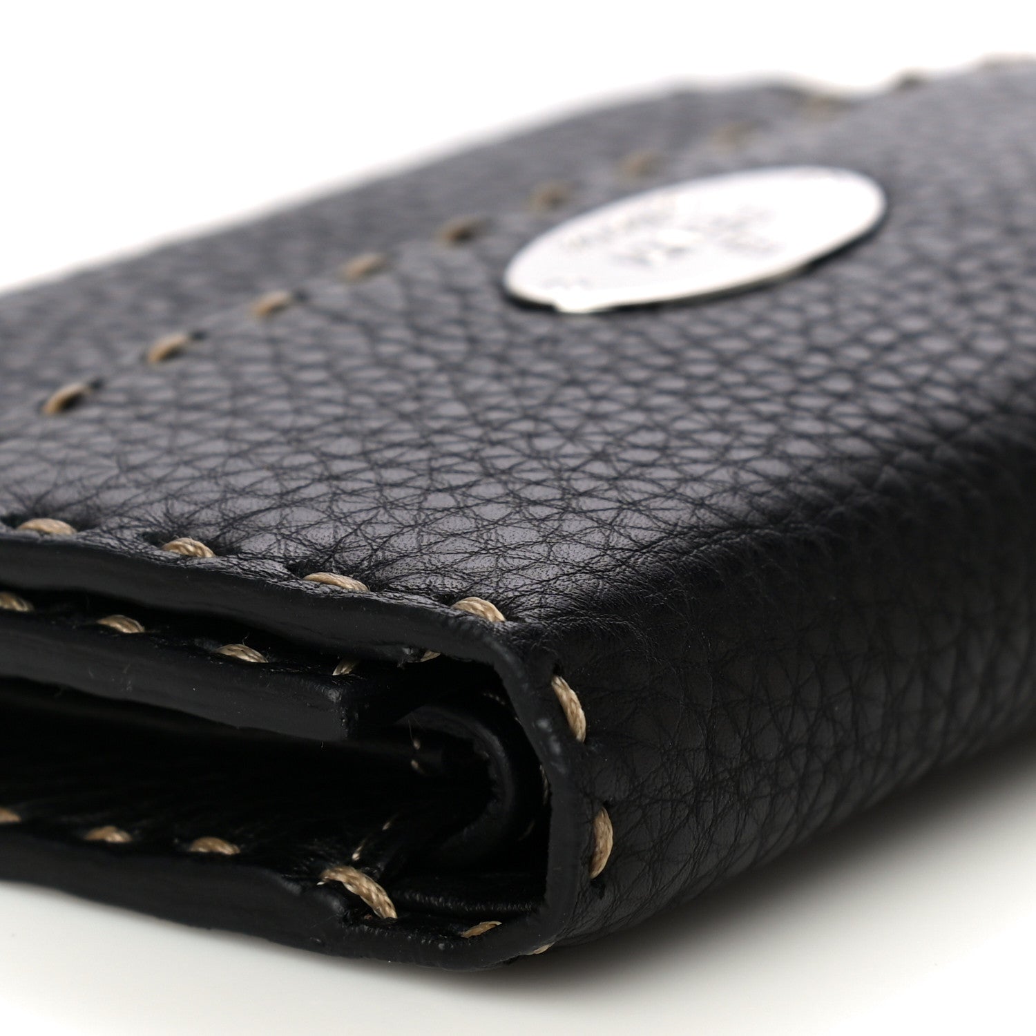 Fendi Calfskin Romano Selleria Tri-Fold Wallet Black 12 of 17