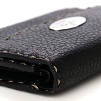 Fendi Calfskin Romano Selleria Tri-Fold Wallet Black 12 of 17