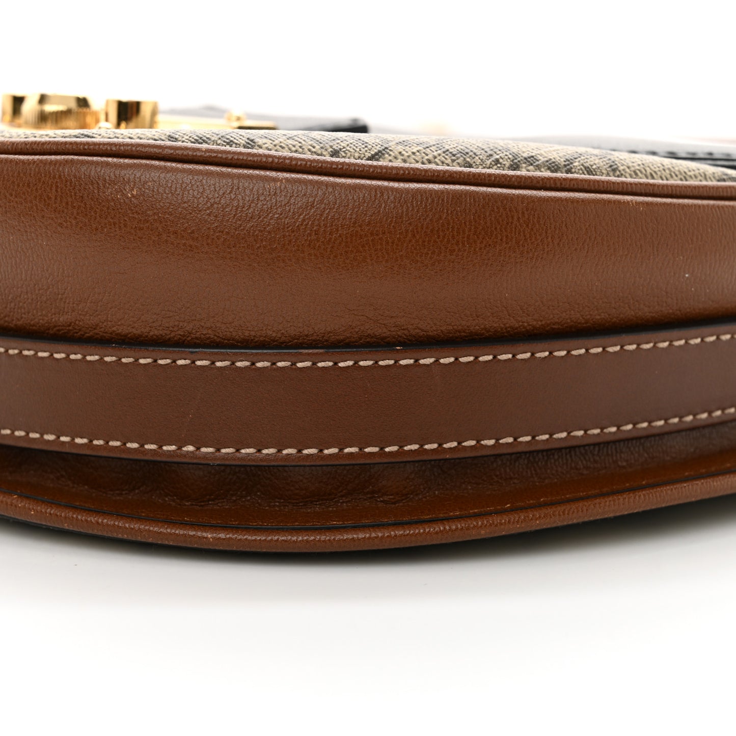 GG Supreme Monogram Calfskin Small Padlock Messenger Shoulder Bag Beige Black Cuir