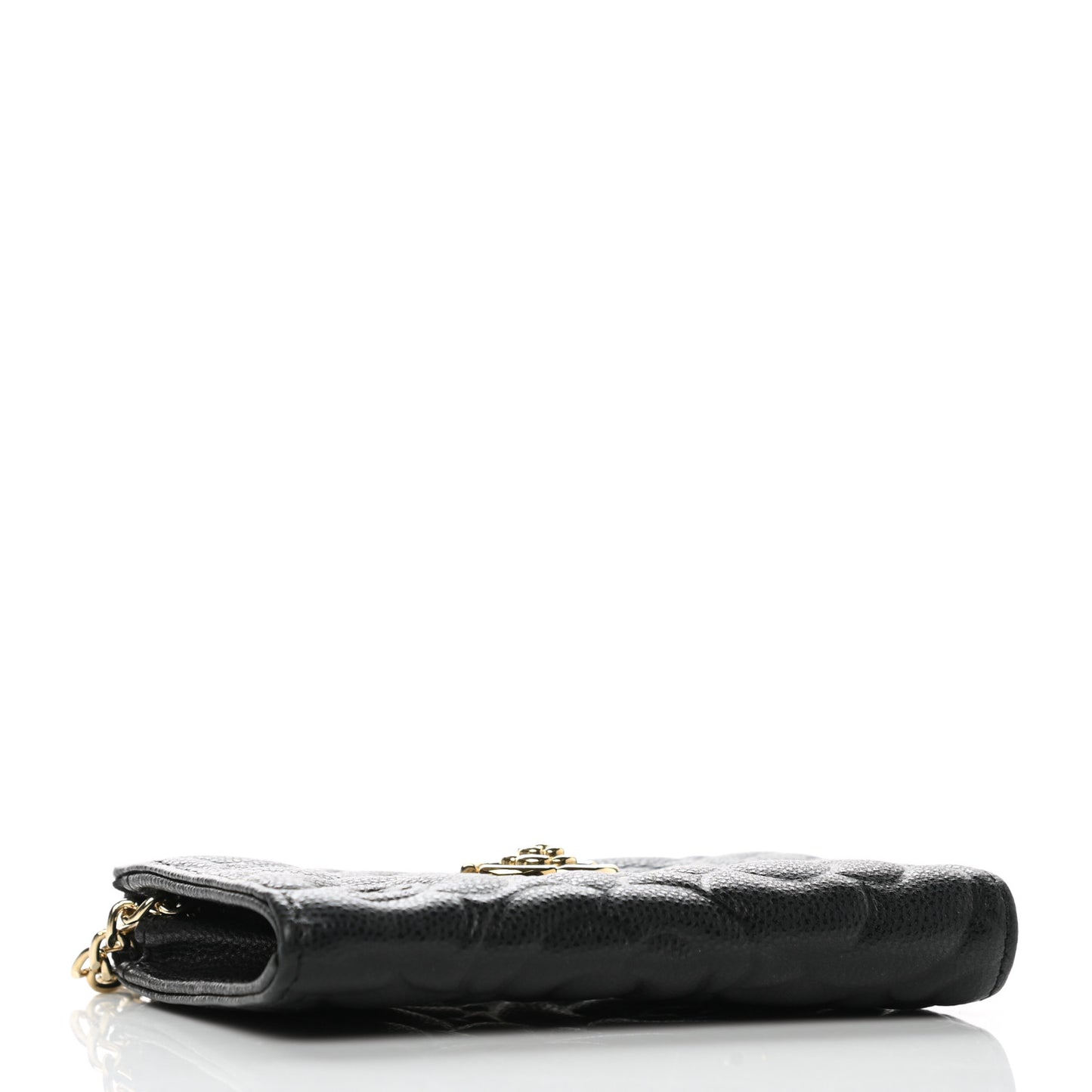 Caviar Camellia Embossed Key Holder Case Black