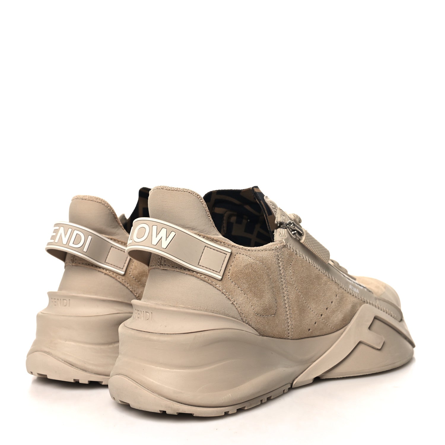 Fendi Suede Tessuto FF Fendi Flow Low Top Sneakers 39 Beige Tobacco Black 5 of 8